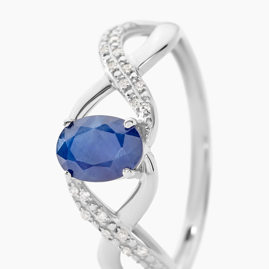 Bague Jess Or Blanc Saphir Et Diamant - Spannringe Damen | OROVIVO