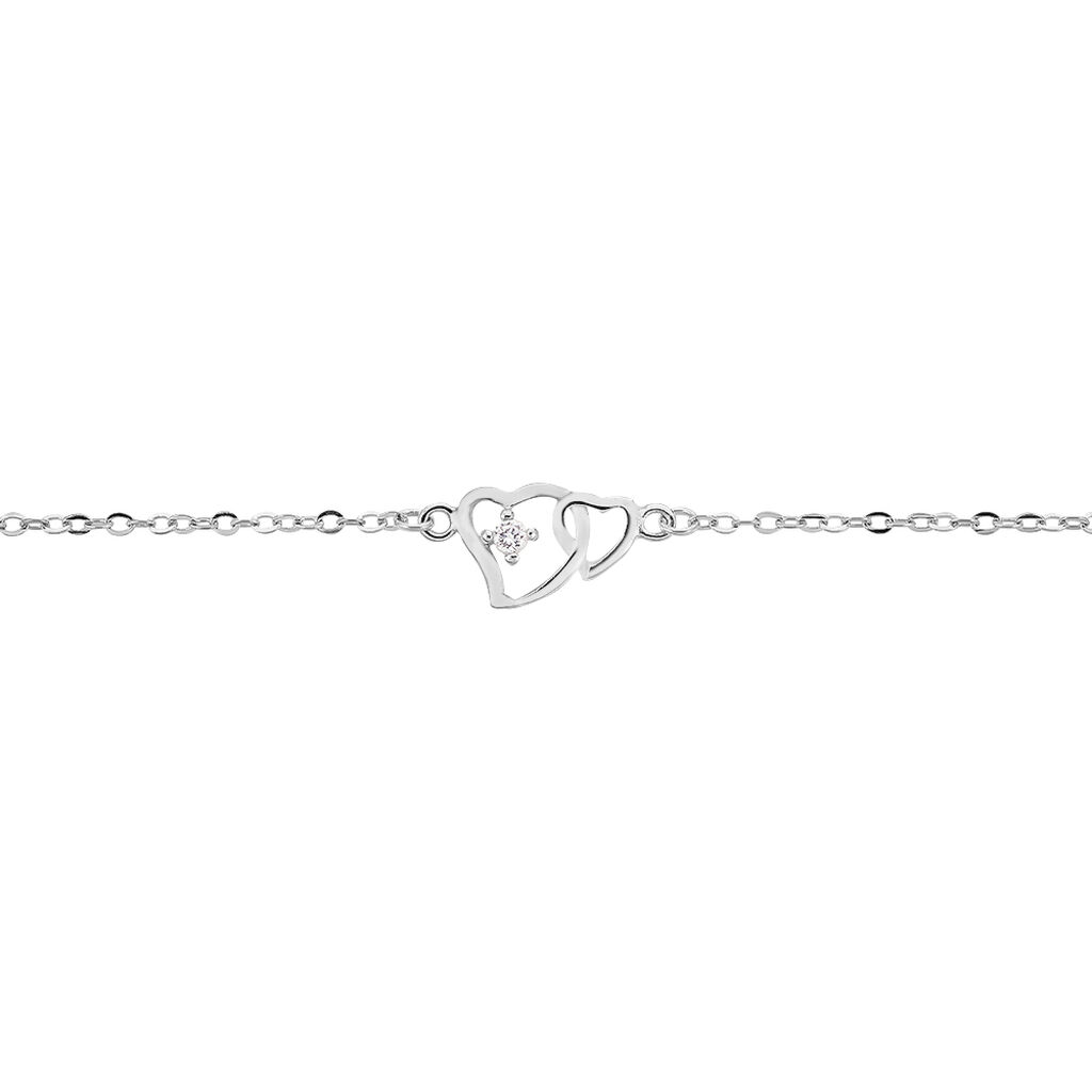 ROMA Damen Armband Silber 925 Zirkonia Wei&szlig; Doppelherz