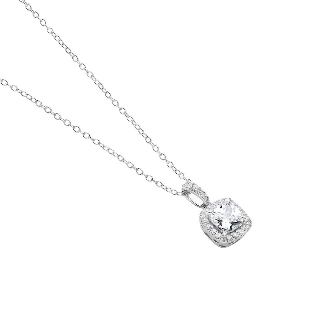 SIENNA Damen Collier Silber 925 Zirkonia Weiß 1,46 ct Viereck, Collier mit Stein
