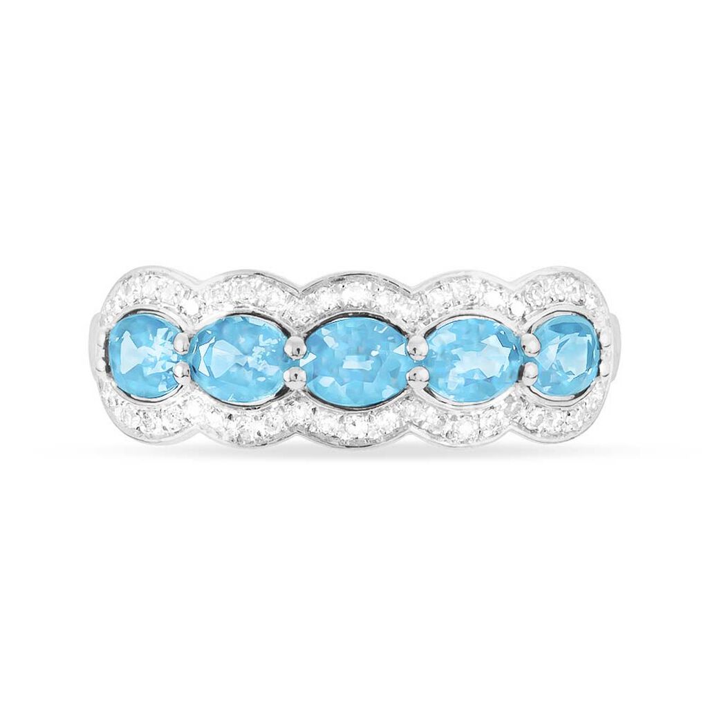 Bague Margaux Or Blanc Topaze Et Diamant - Spannringe Damen | OROVIVO