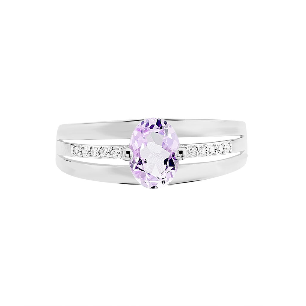 Bague Milna Or Blanc Amethyste Et Oxyde De Zirconium - Spannringe Damen | OROVIVO