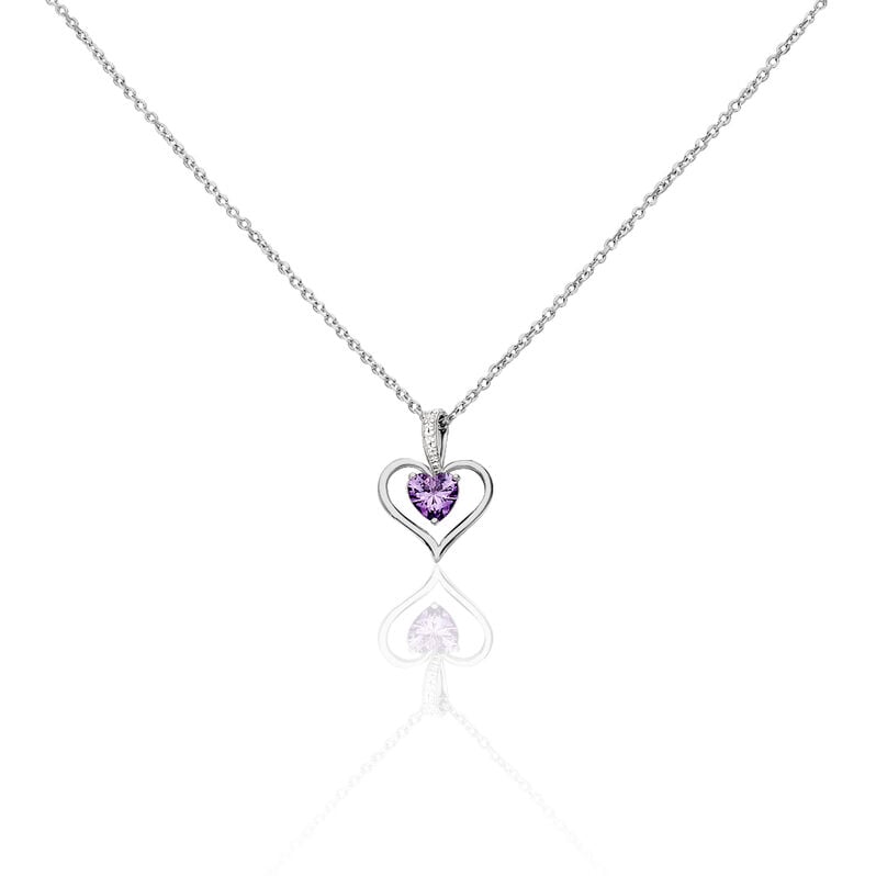 Damen Collier Silber 925 Zirkonia Violett Herz Arida Herz 2 - Halsketten Damen | OROVIVO
