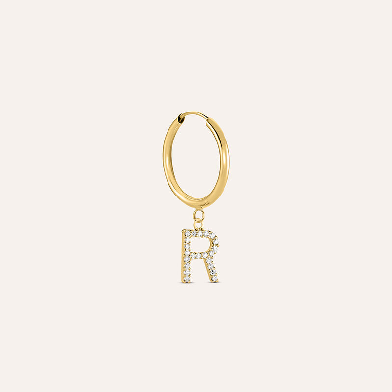 Mono Orecchino A Cerchio Toujours Oro Giallo Cubic Zirconia - Spannringe Damen | OROVIVO