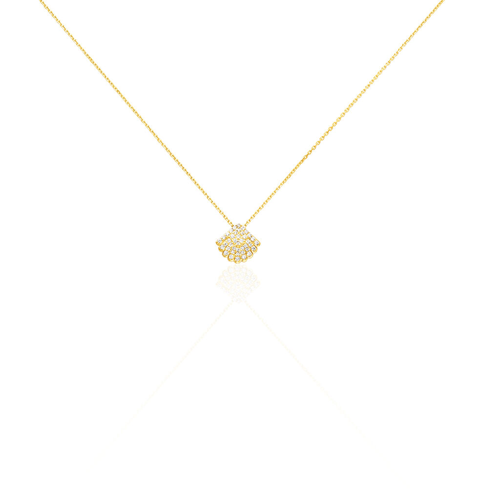 Damen Halskette Gold 375 Zirkonia Muschel -  Damen | OROVIVO