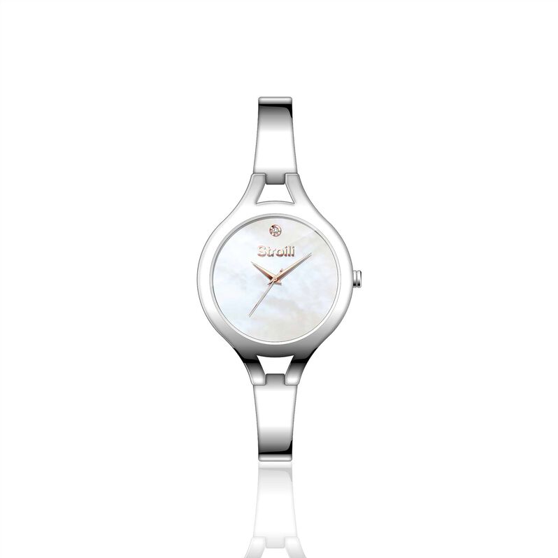 Solo tempo cassa e bracciale in acciaio silver quadrante madreperla - Spannringe Damen | OROVIVO