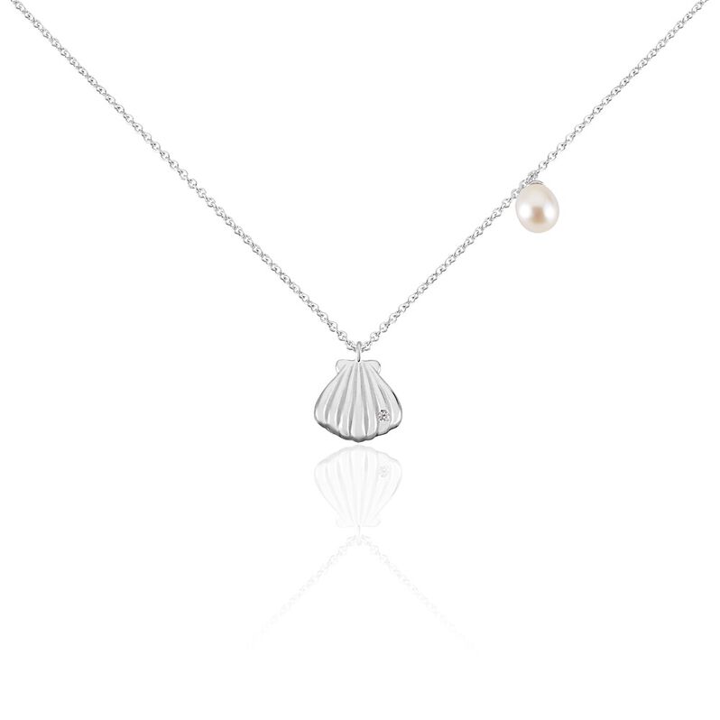 Collier Argent Rhodie Blandino Perle De Culture 6mm Et Coquille - Spannringe Damen | OROVIVO
