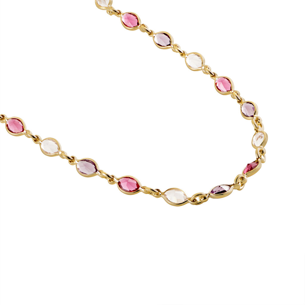 ILVAAE 2 Damen Collier Vergoldet 750 Kristall Violett