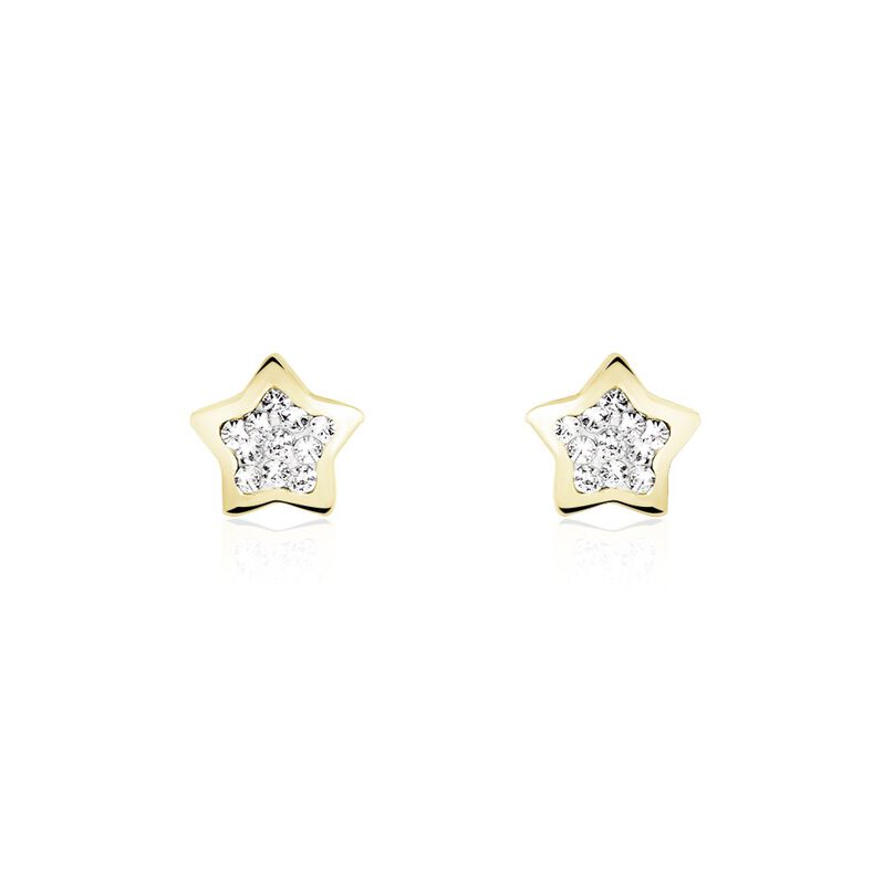 Boucles D'oreilles Puces Elais Etoile 0 Or Jaune Strass - Spannringe Damen | OROVIVO