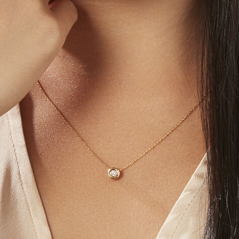 Damen Halskette Gold 375 Diamant 0,1ct  - Halsketten Damen | OROVIVO