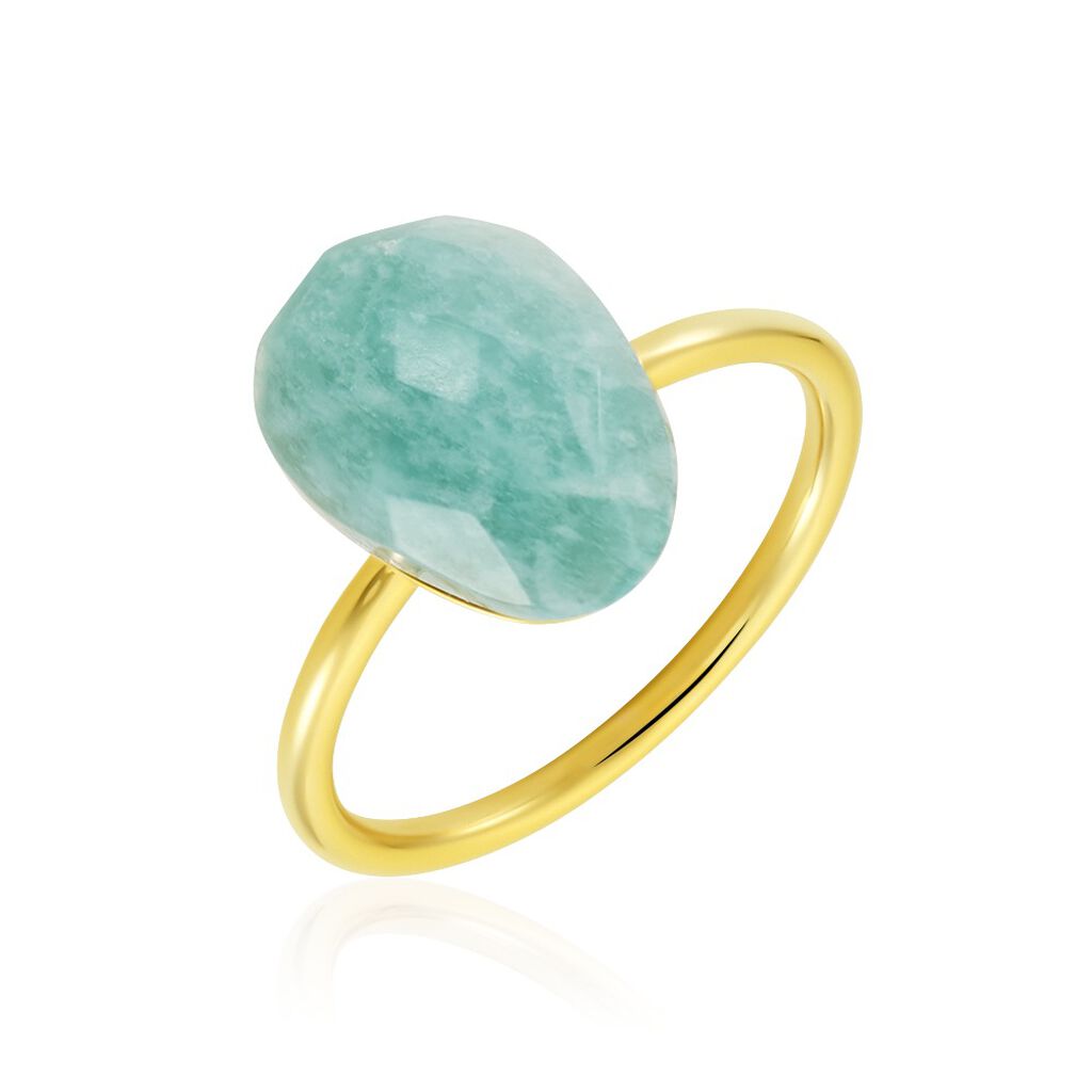 LORA Damen Ring Silber vergoldet 925 Amazonit T&uuml;rkis 3,25 ct