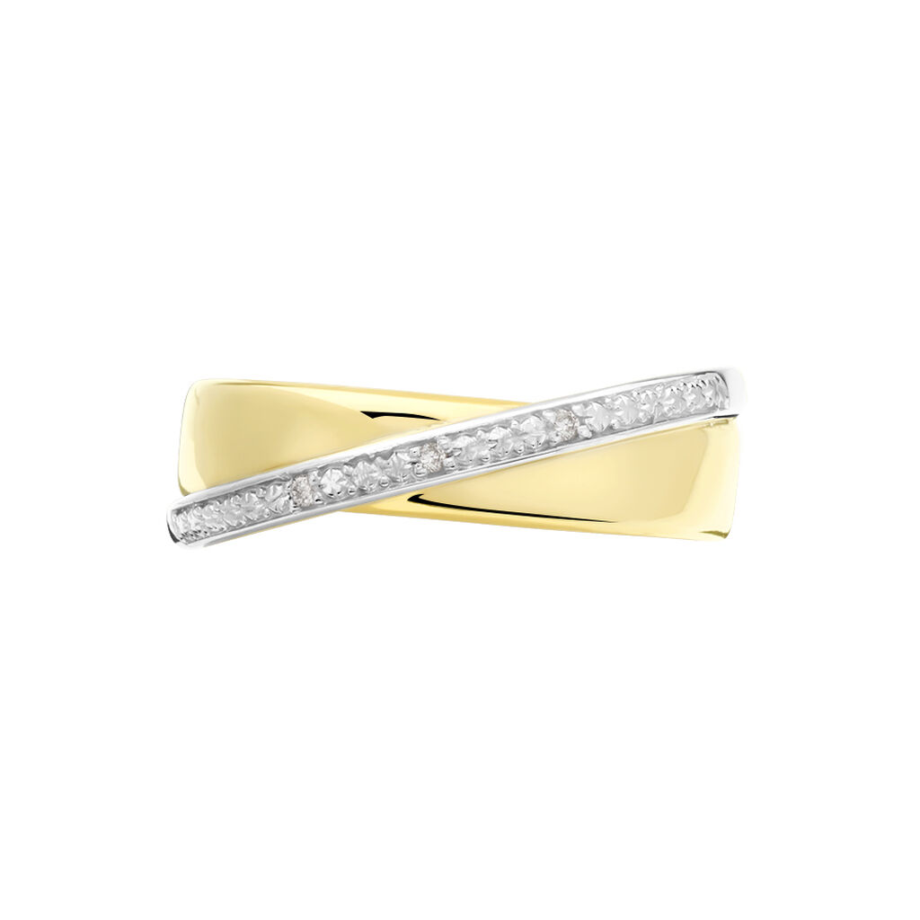 Damen Ring Gold Bicolor 375 Diamant 0,02ct  - Eheringe mit Stein Damen | OROVIVO