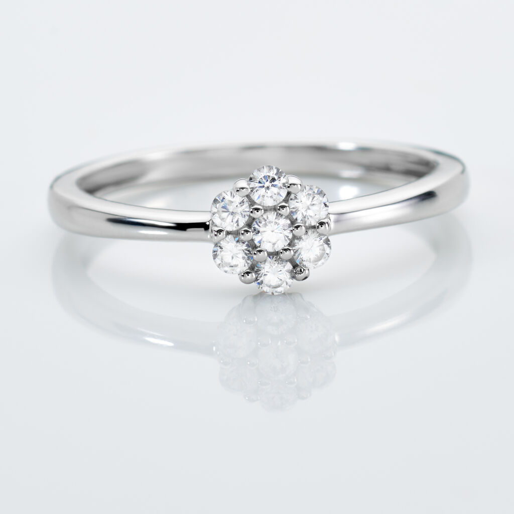 JAMILA Damen Ring Silber 925 Zirkonia Wei&szlig;