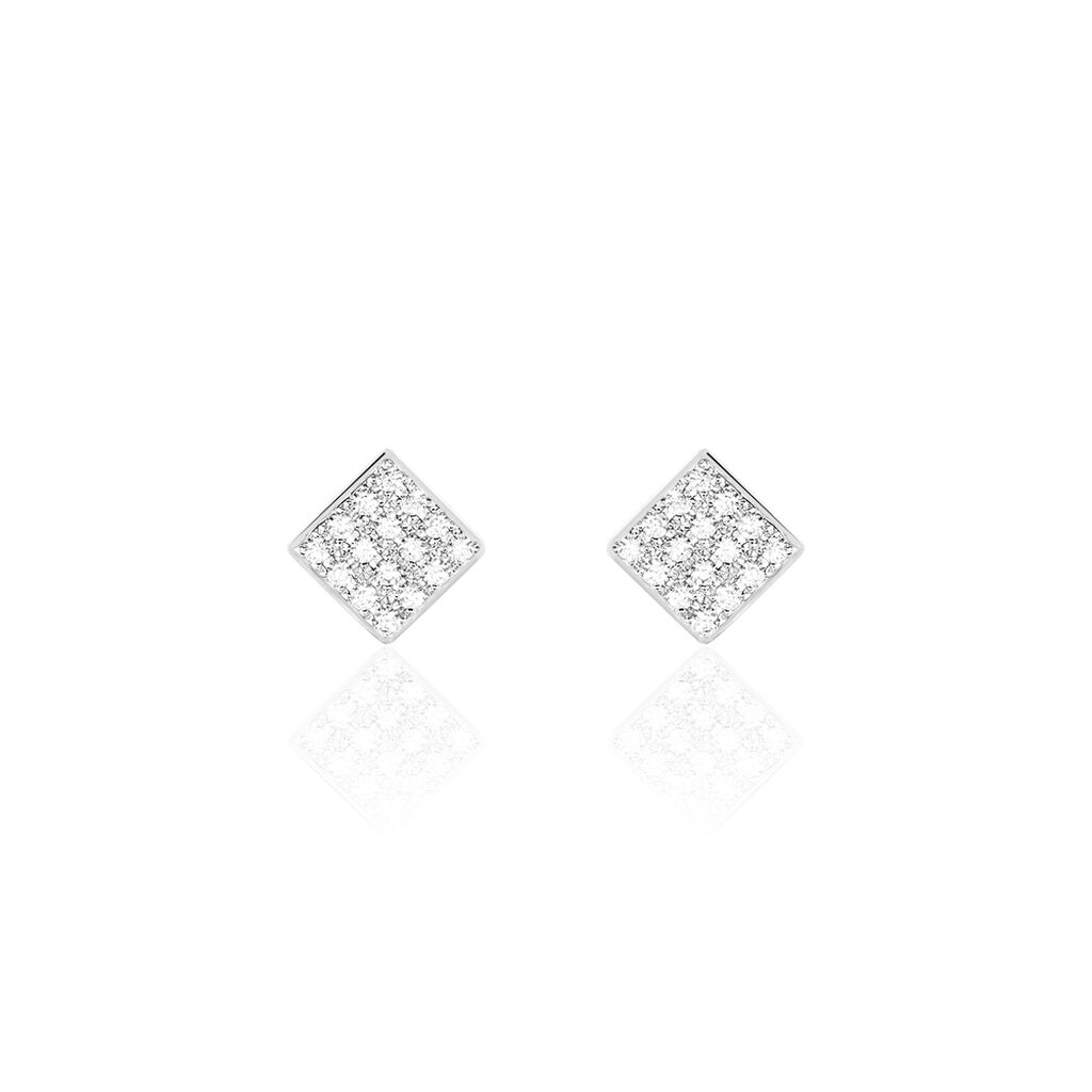 Damen Ohrstecker Gold Bicolor 375 Zirkonia Viereck Aure , Ohrstecker mit Stein