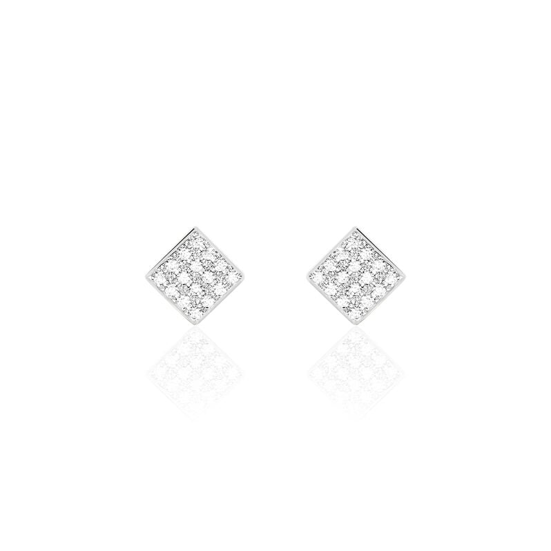 Damen Ohrstecker Gold Bicolor 375 Zirkonia Viereck Aure  - Ohrstecker Damen | OROVIVO