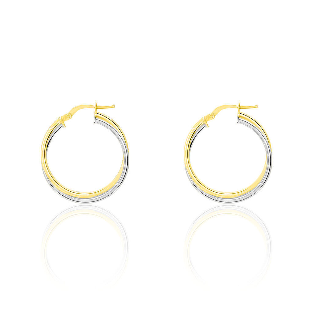 Damen Creolen Gold 375 Bicolor , Creolen ohne Stein
