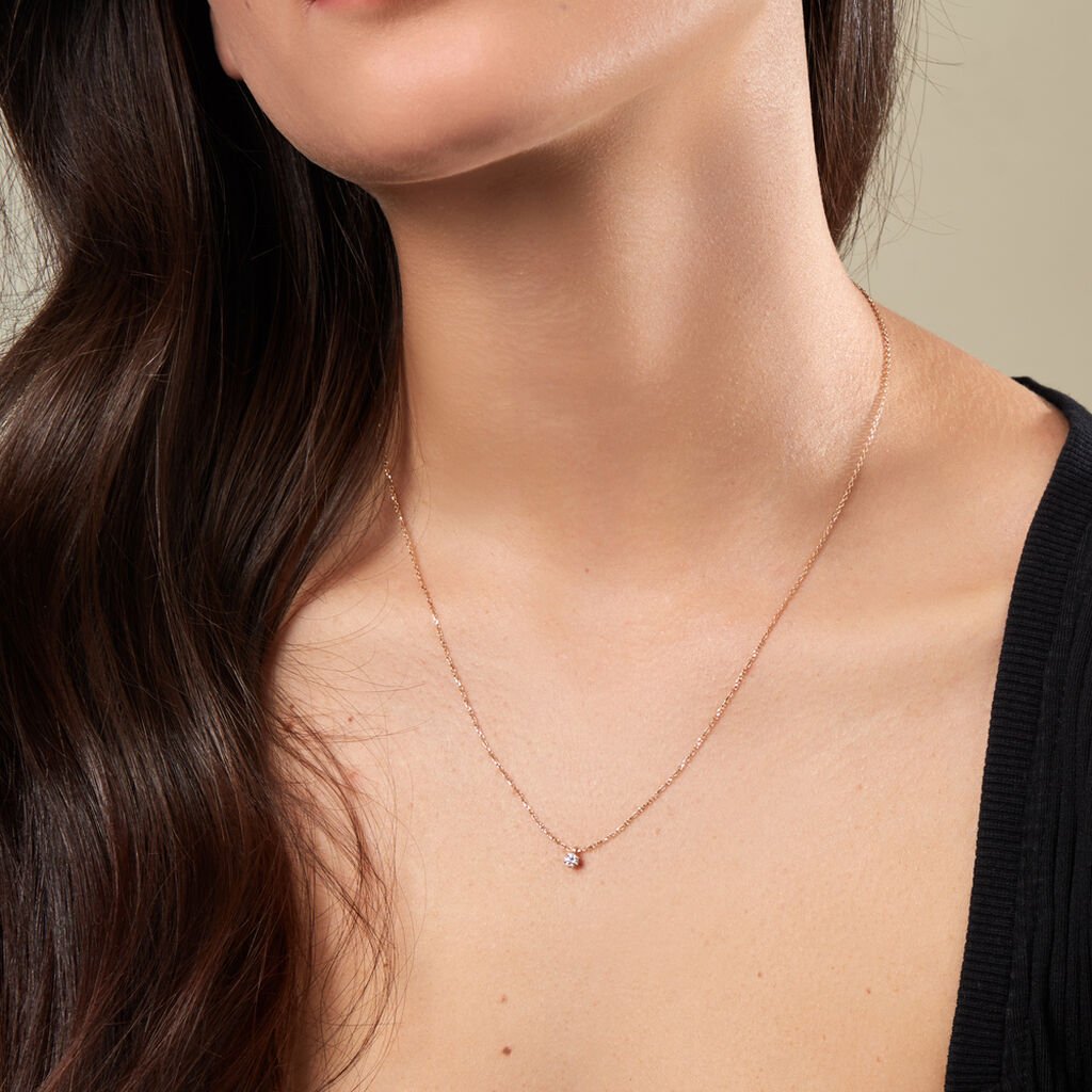 MONOPOLI Damen Collier Gold 585 (14 Karat) Diamant Weiß 0,11 ct - Halsketten Damen | OROVIVO