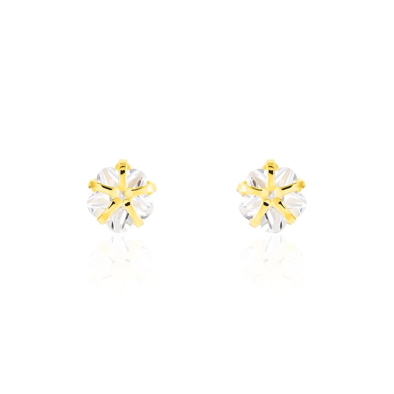 Damen Ohrstecker Gold 333 (8 Karat) Zirkonia Wei&szlig; Blume - Ohrstecker Damen | OROVIVO
