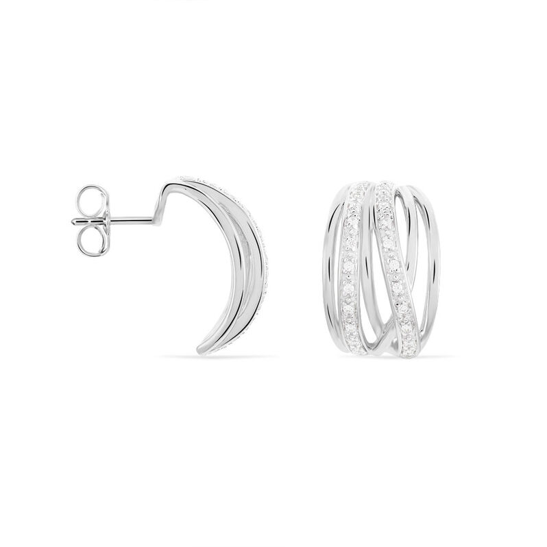 Damen Steckcreolen Silber 925 Zirkonia - Creolen Damen | OROVIVO