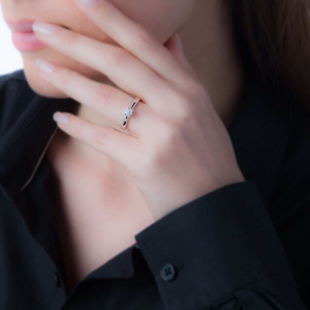 Bague Solitaire Collection Grace Or Blanc Diamant - Spannringe Damen | OROVIVO