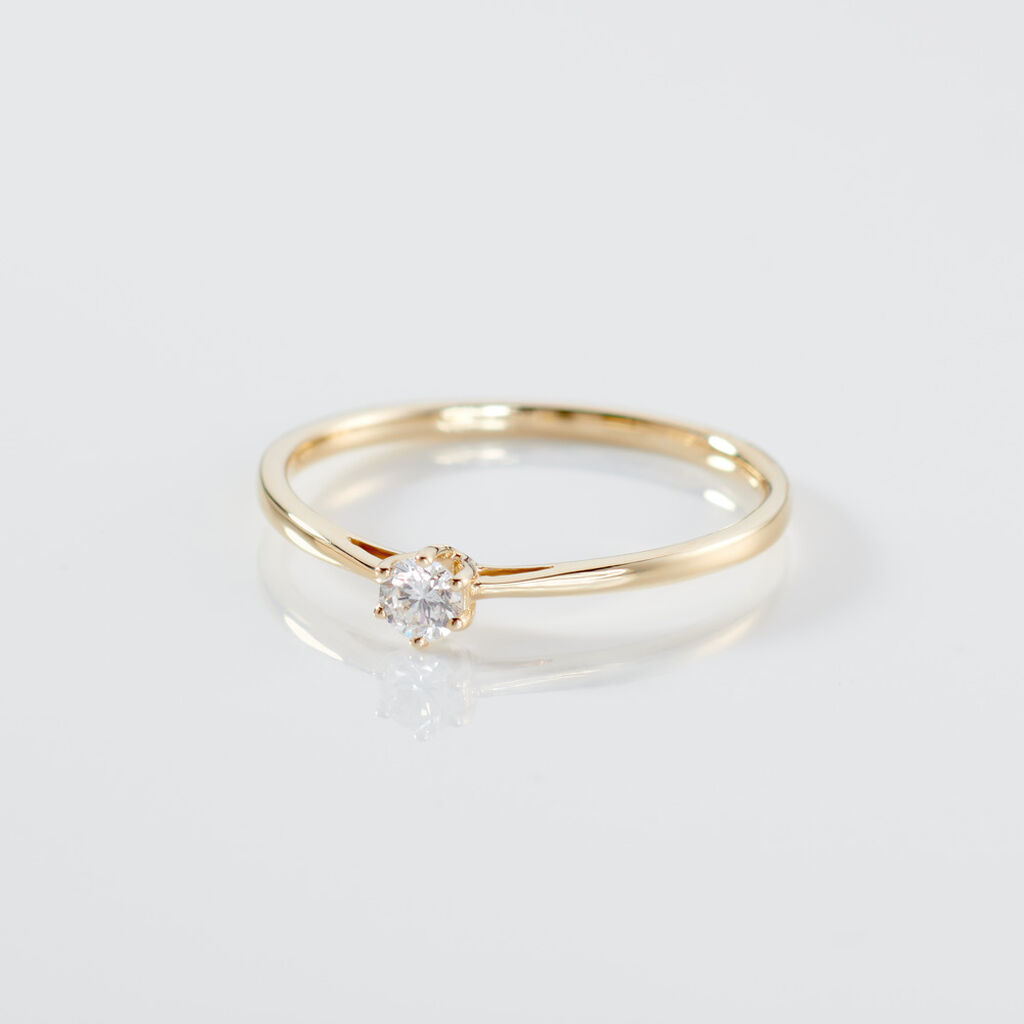 Sonate Damen Ring Gold 585 (14 Karat) Synthetischer Diamant Wei&szlig; 0,16 ct