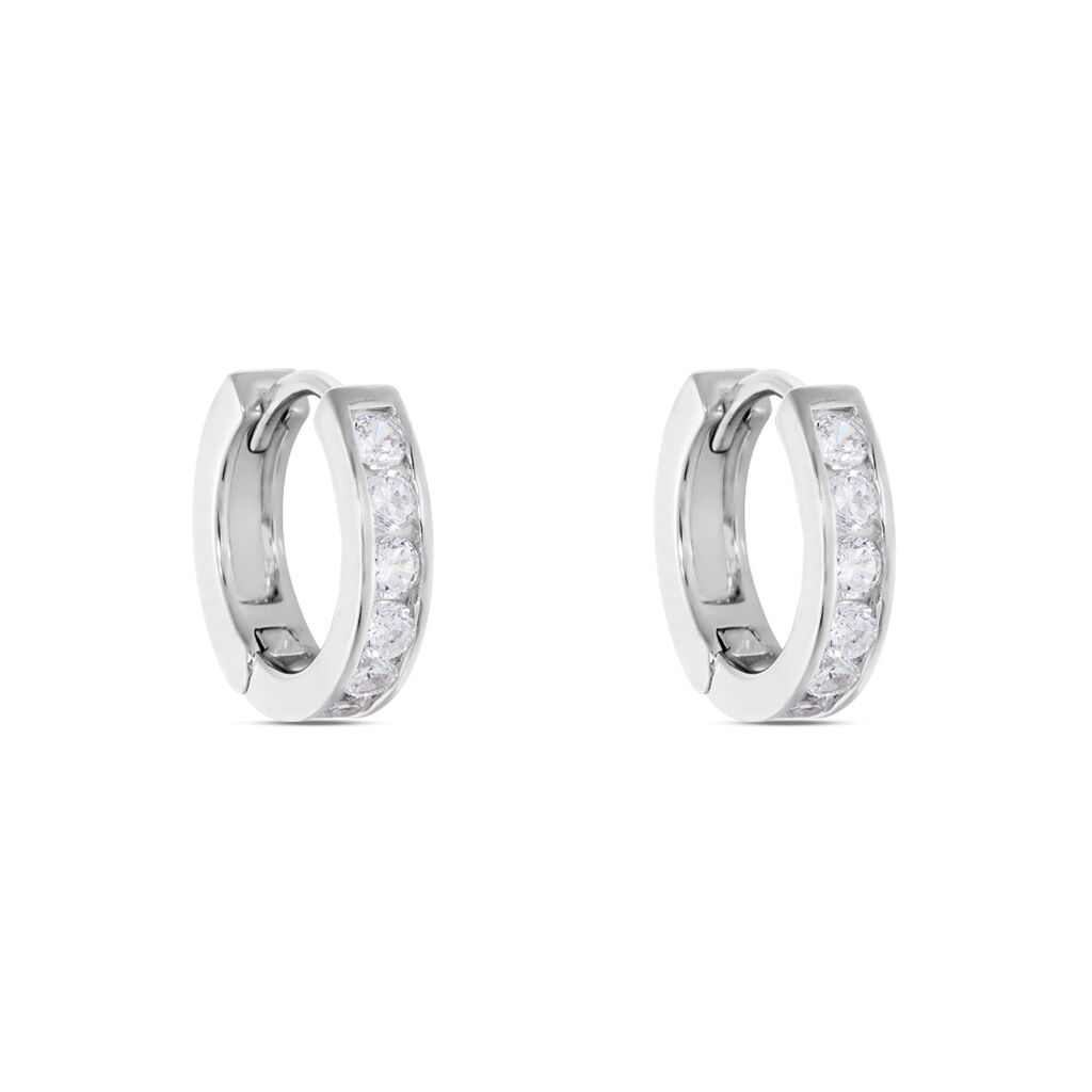 Damen Creolen Silber 925 Zirkonia Wei&szlig; 0,83 ct