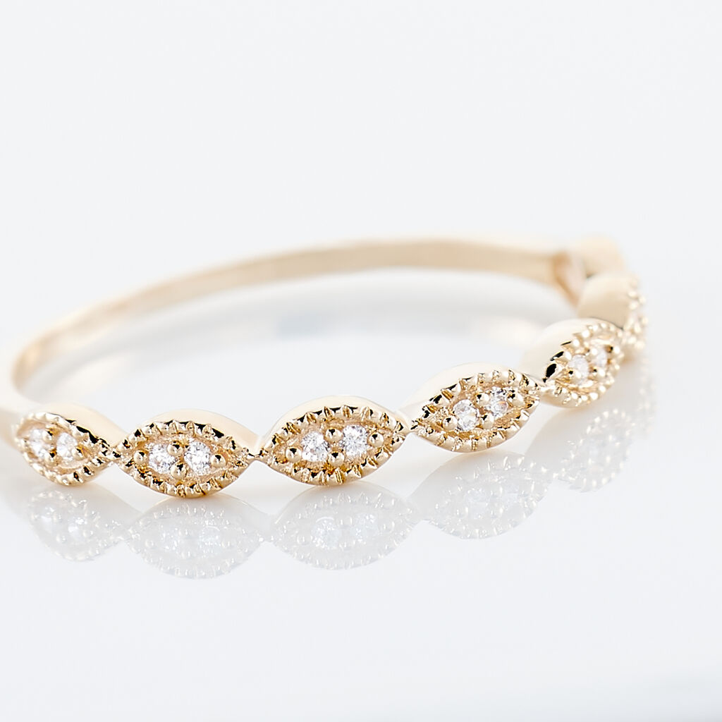 HESTIA Damen Ring Rosegold 375 (9 Karat) Zirkonia Wei&szlig; Tropfen