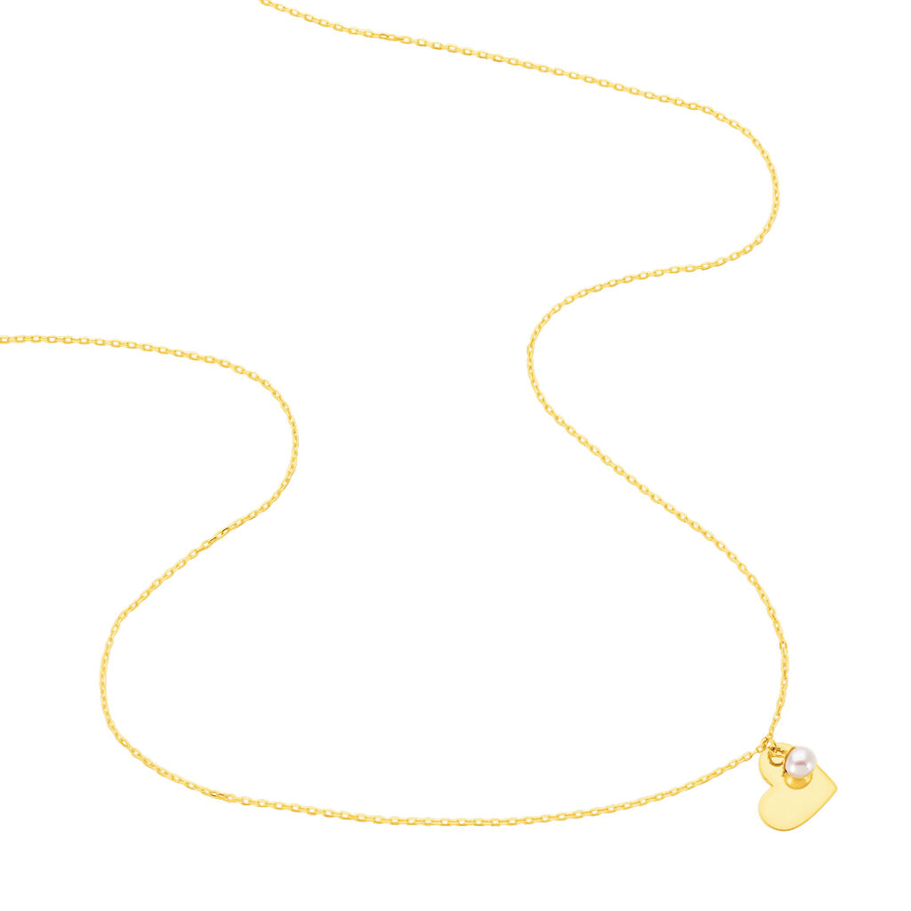Damen Halskette Gold 375 Zuchtperle Herz - Herzketten Damen | OROVIVO