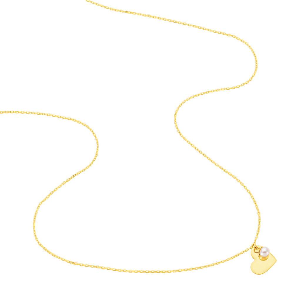 Damen Halskette Gold 375 Zuchtperle Herz