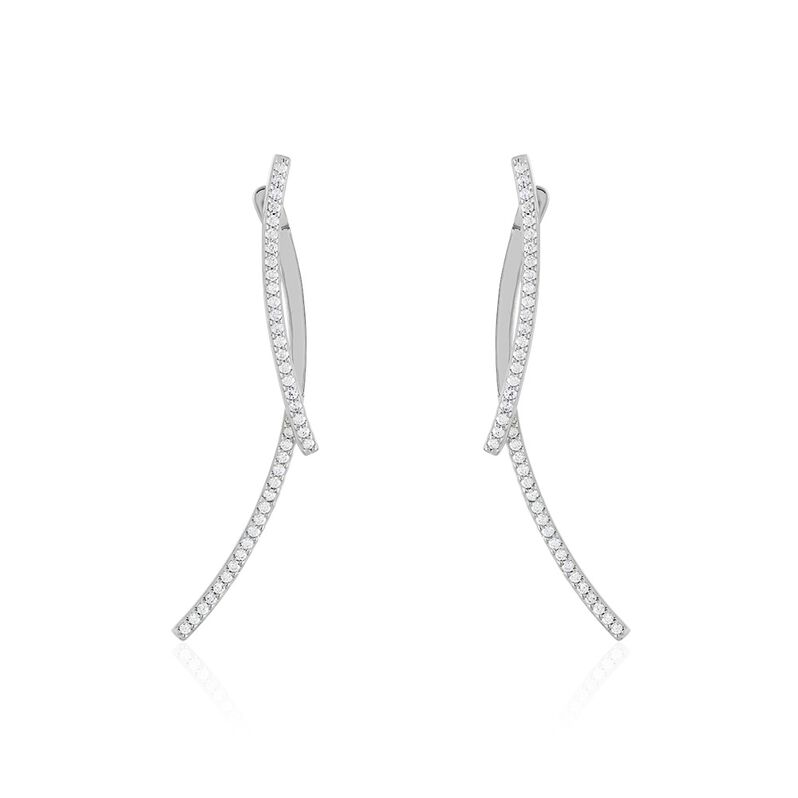 Damen Ohrringe Lang Silber 925 Zirkonia  - Ohrringe mit Stein Damen | OROVIVO