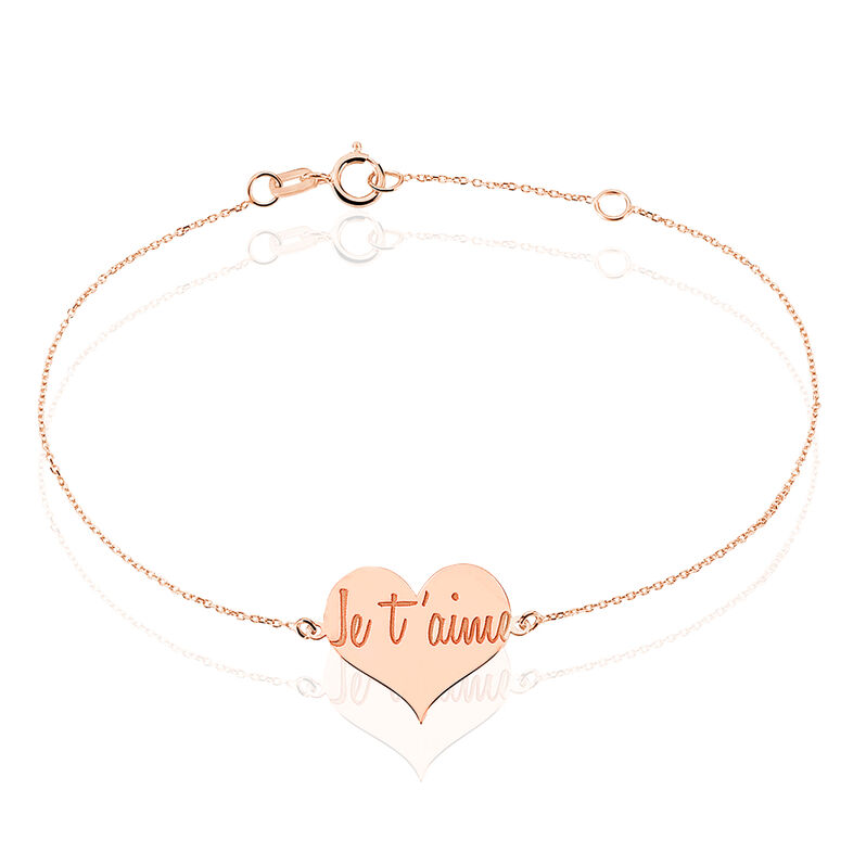 Bracelet Albizia Coeur Message Or Rose - Spannringe Damen | OROVIVO