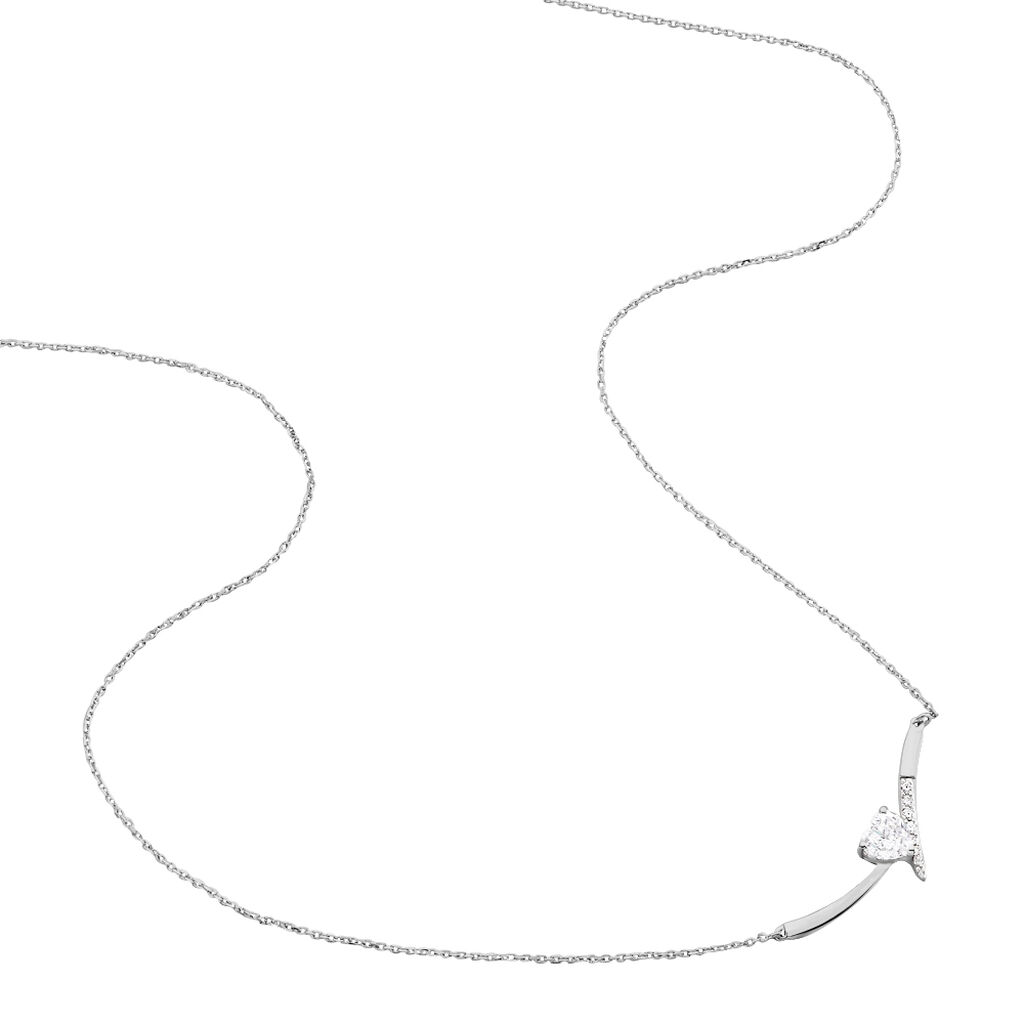 EVA Damen Collier Wei&szlig;gold 375 (9 Karat) Zirkonia Wei&szlig; 0,8 ct Herz