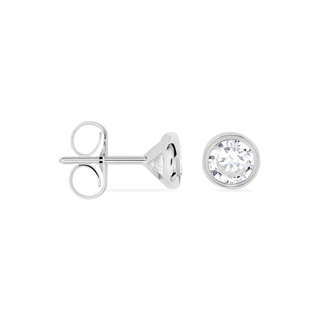 ZARGE Damen Ohrstecker Wei&szlig;gold 375 (9 Karat) Zirkonia Wei&szlig; 0,44 ct Kreis