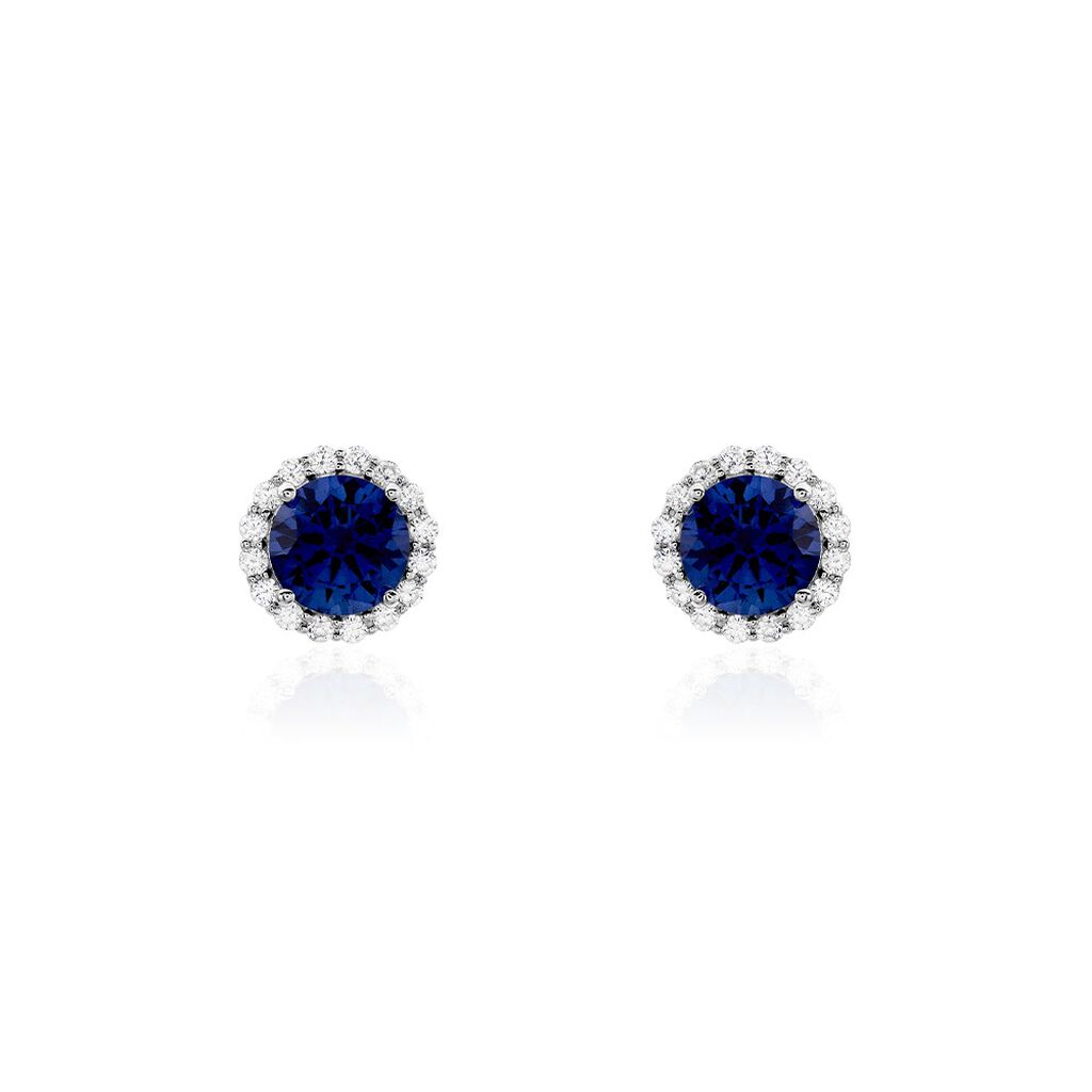 Thumbnail - CAMILLA Damen Ohrstecker Silber 925 Andere Steine Blau 1,91 ct Kreis, Ohrstecker mit Stein