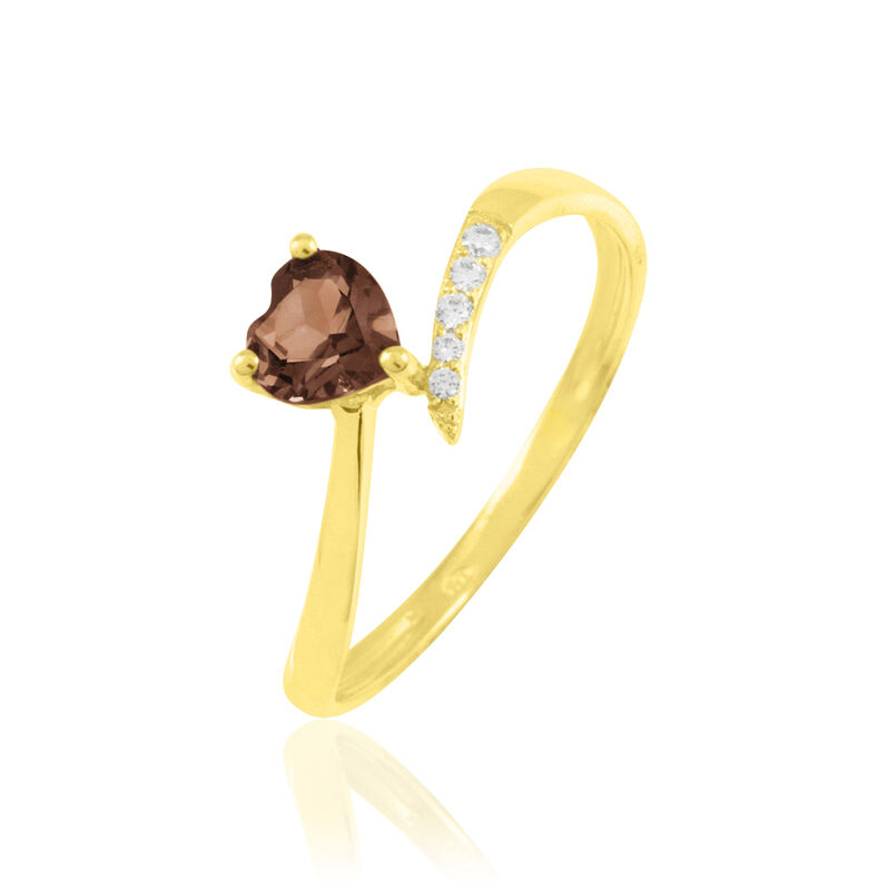 Bague Eva Or Jaune Quartz Et Diamant - Spannringe Damen | OROVIVO
