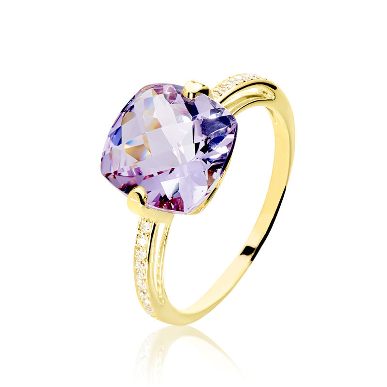 Bague Stanislava Or Jaune Amethyste Et Diamant - Spannringe Damen | OROVIVO