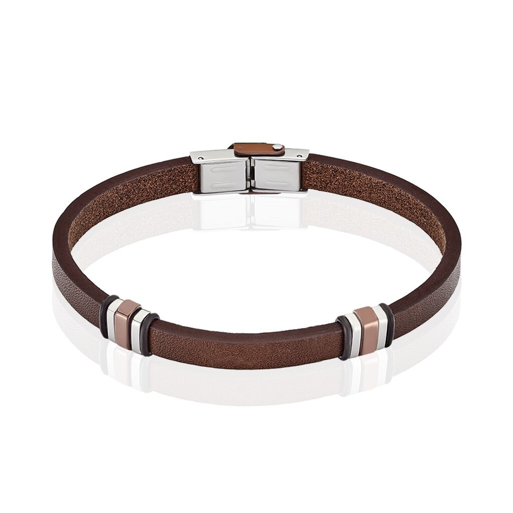 Herren Lederarmband Edelstahl Schwarz Braun - Armbänder Herren | OROVIVO