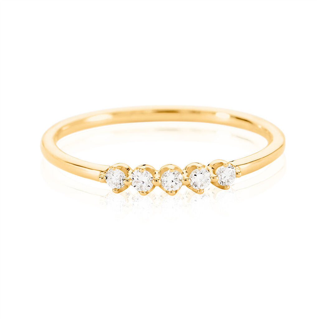 ZYLA Damen Ring Gold 375 (9 Karat) Synthetischer Diamant Weiß 0,1 ct, Ring mit Stein