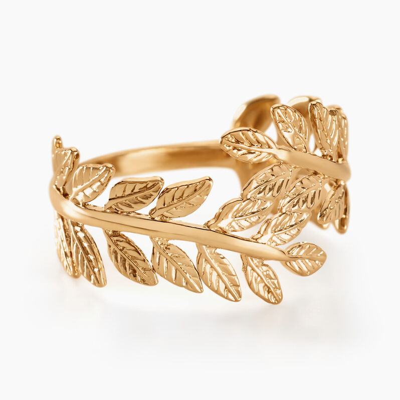 Bague Plaque Or Folina Forme Feuille - Spannringe Damen | OROVIVO