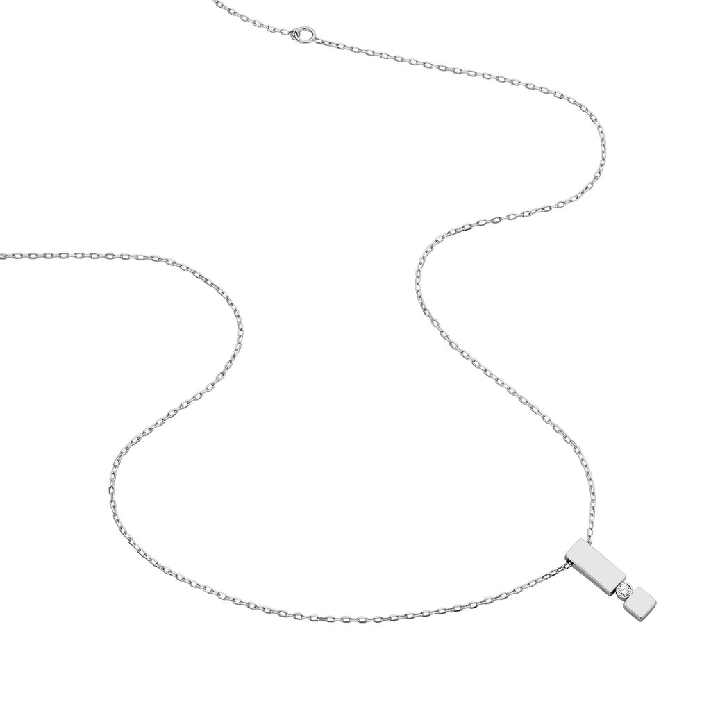 Damen Collier Weißgold 375 Diamant 0,04ct Barren Granada - Halsketten Damen | OROVIVO