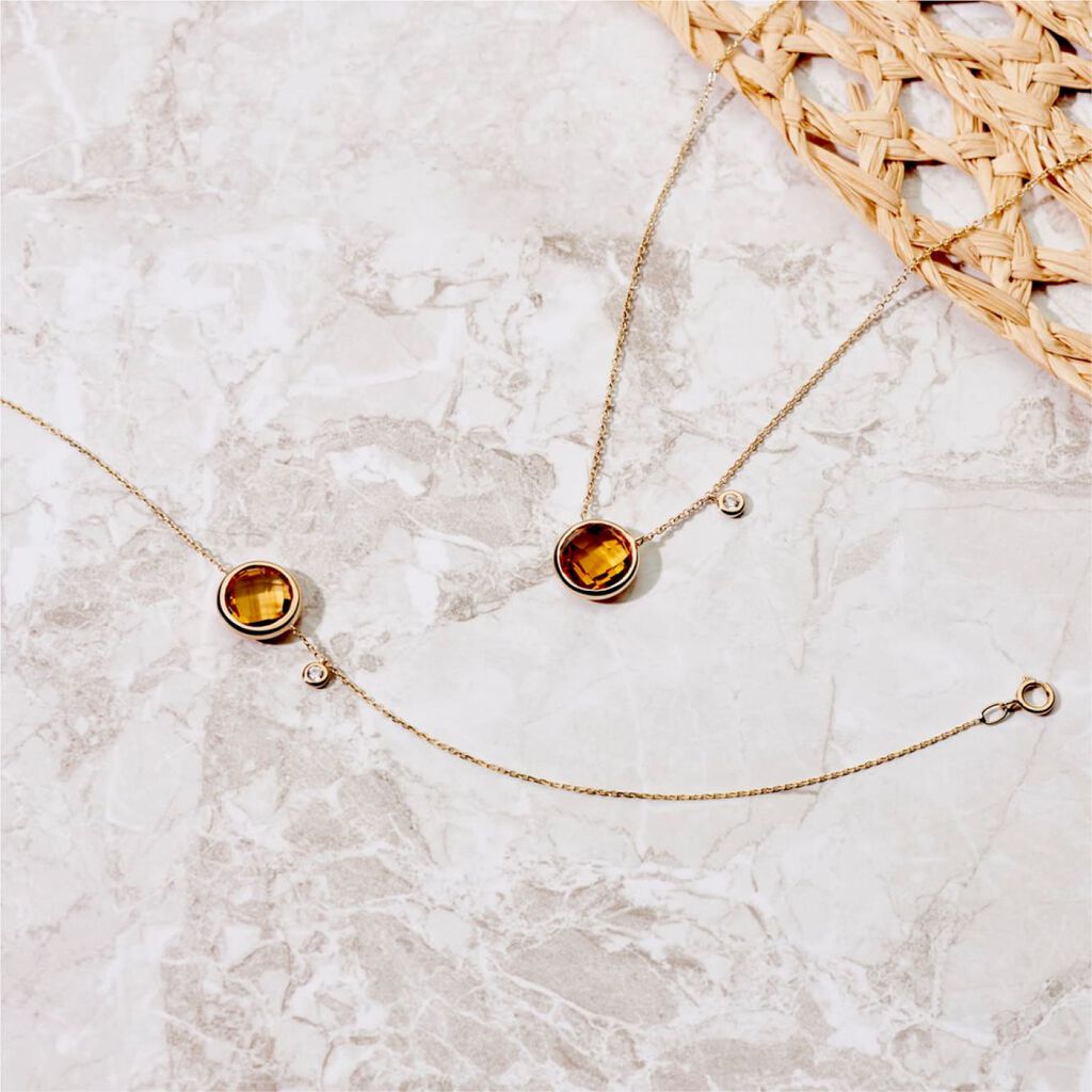 Damen Armband Gold 375 Citrin Cognac 2,03ct Ball Makka 2 - Armbänder mit Anhänger Damen | OROVIVO