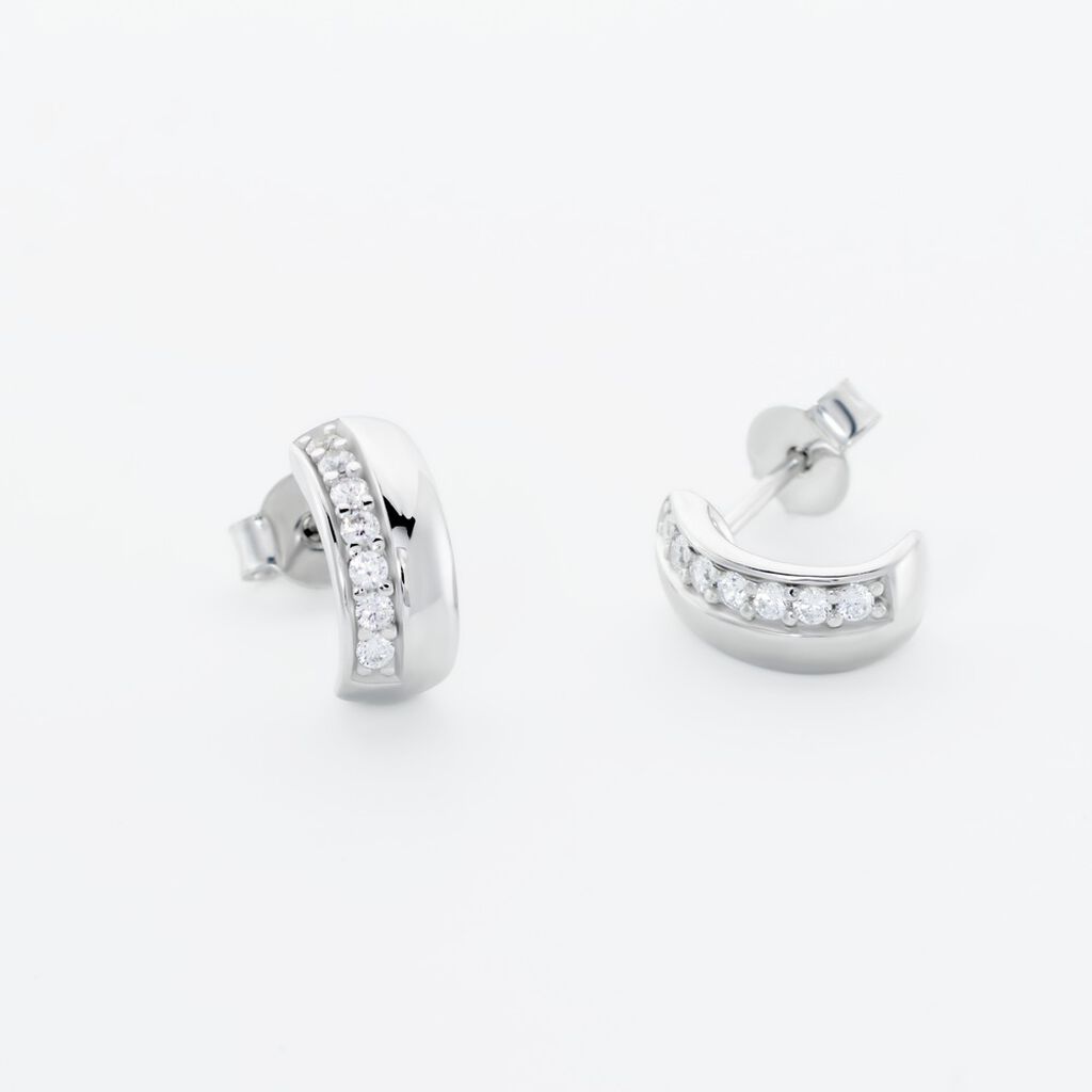Damen Steckcreolen Silber 925 Zirkonia  - Creolen Damen | OROVIVO