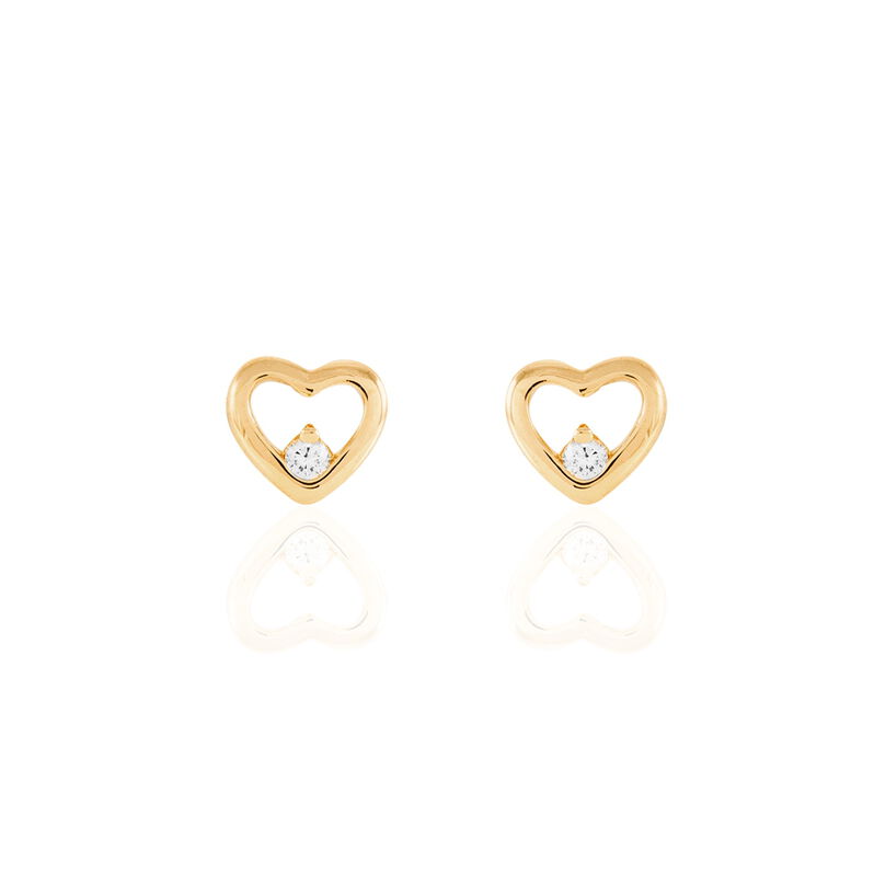 Damen Ohrstecker Vergoldet 750 Zirkonia Wei&szlig; 0,02 ct Herz - Ohrstecker Damen | OROVIVO