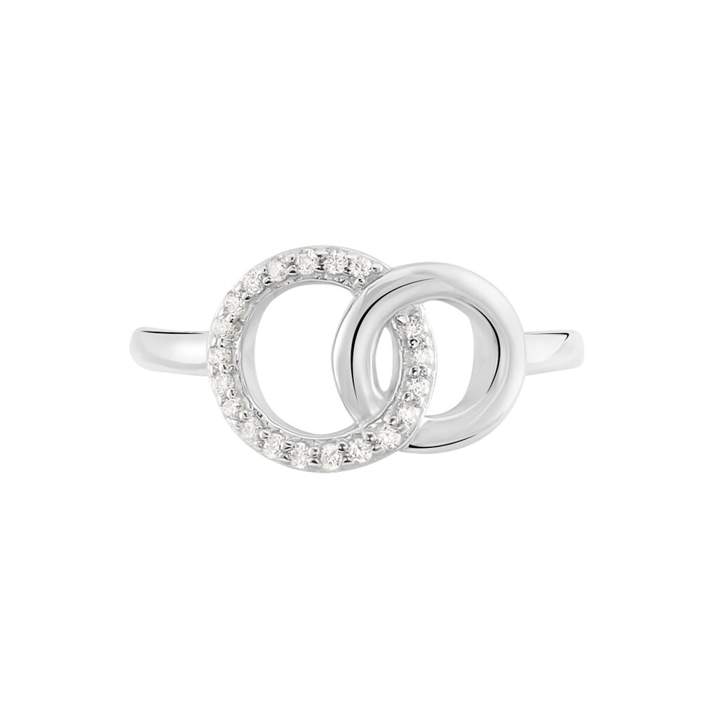 VALERIA Damen Ring Silber 925 Zirkonia Wei&szlig; Doppelkreis