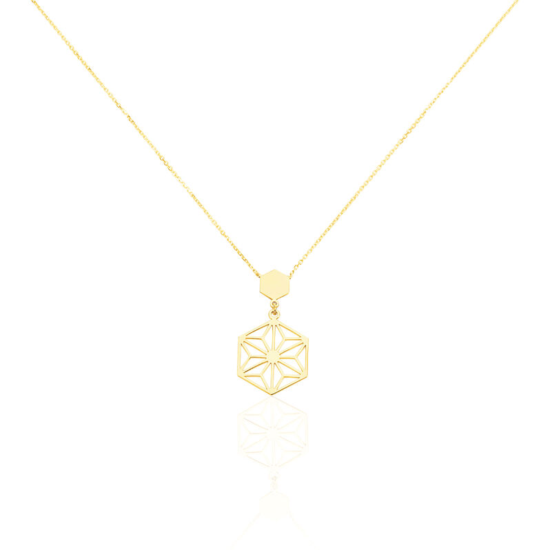 Collier Abby Or Jaune Hexagones Ajoures - Spannringe Damen | OROVIVO