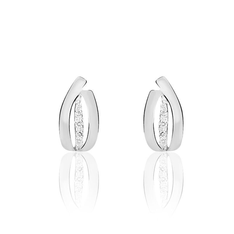 Boucles D'oreilles Puces Aelis Or Blanc Diamant - Spannringe Damen | OROVIVO