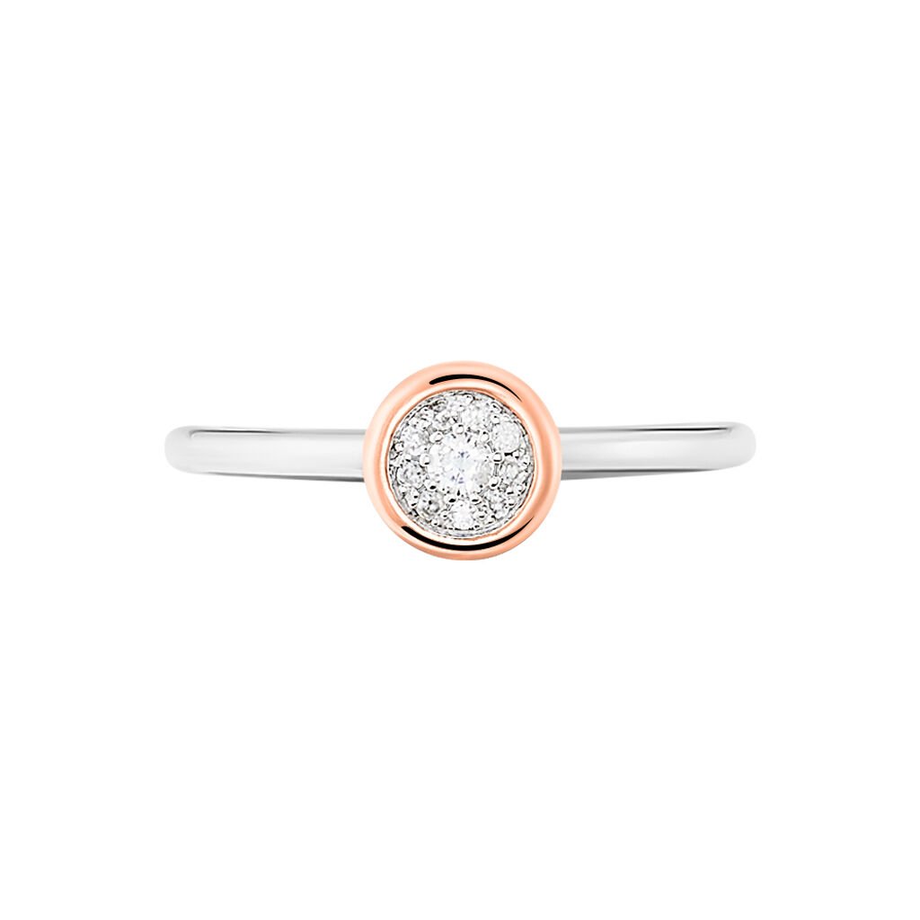SATA Damen Ring Gold Bicolor 375 (9 Karat) Diamant Wei&szlig; 0,08 ct