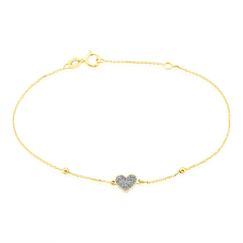 Bracelet Or Jaune Thays Cœur Glitter - Spannringe Damen | OROVIVO