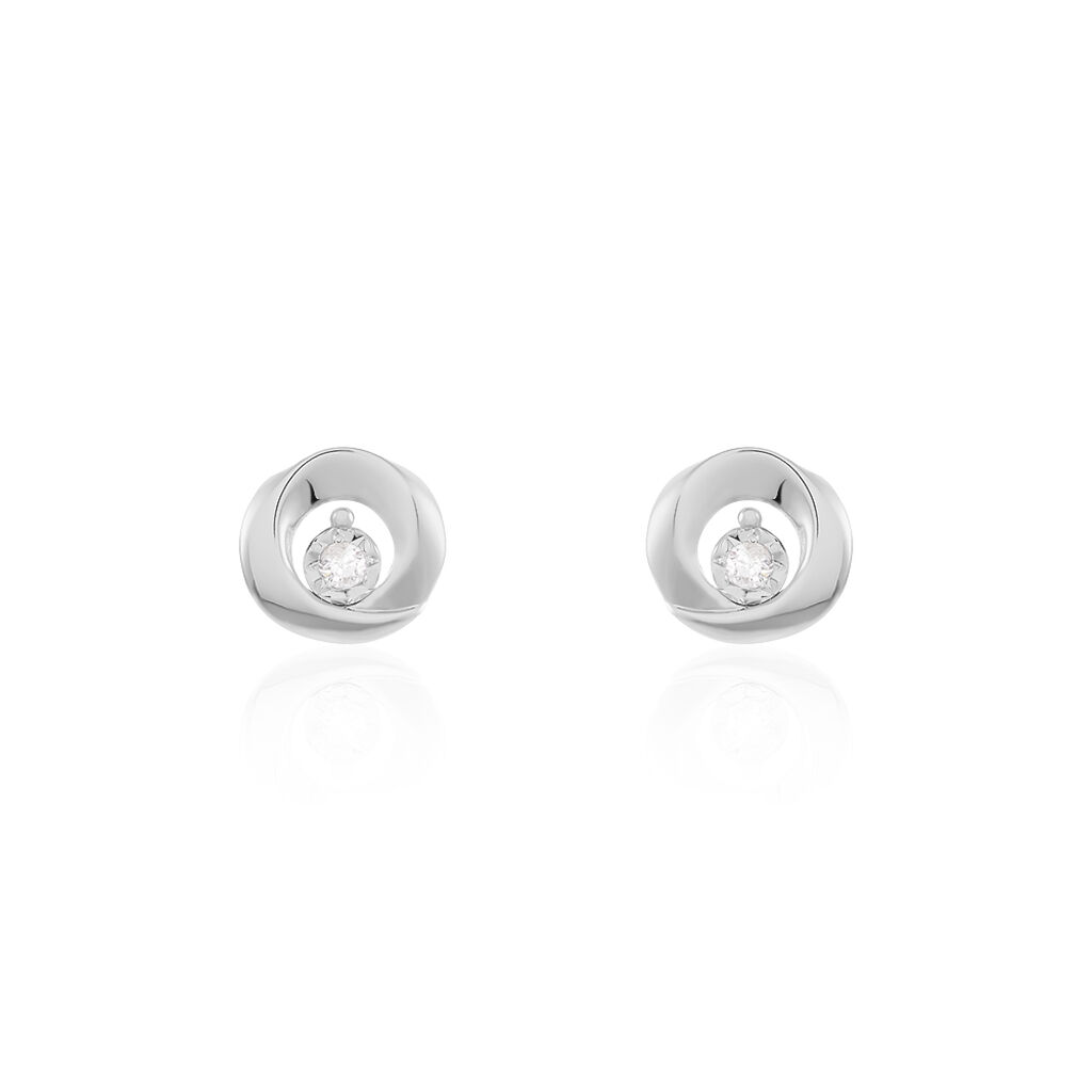 Damen Ohrstecker Wei&szlig;gold 375 (9 Karat) Diamant Wei&szlig; 0,03 ct