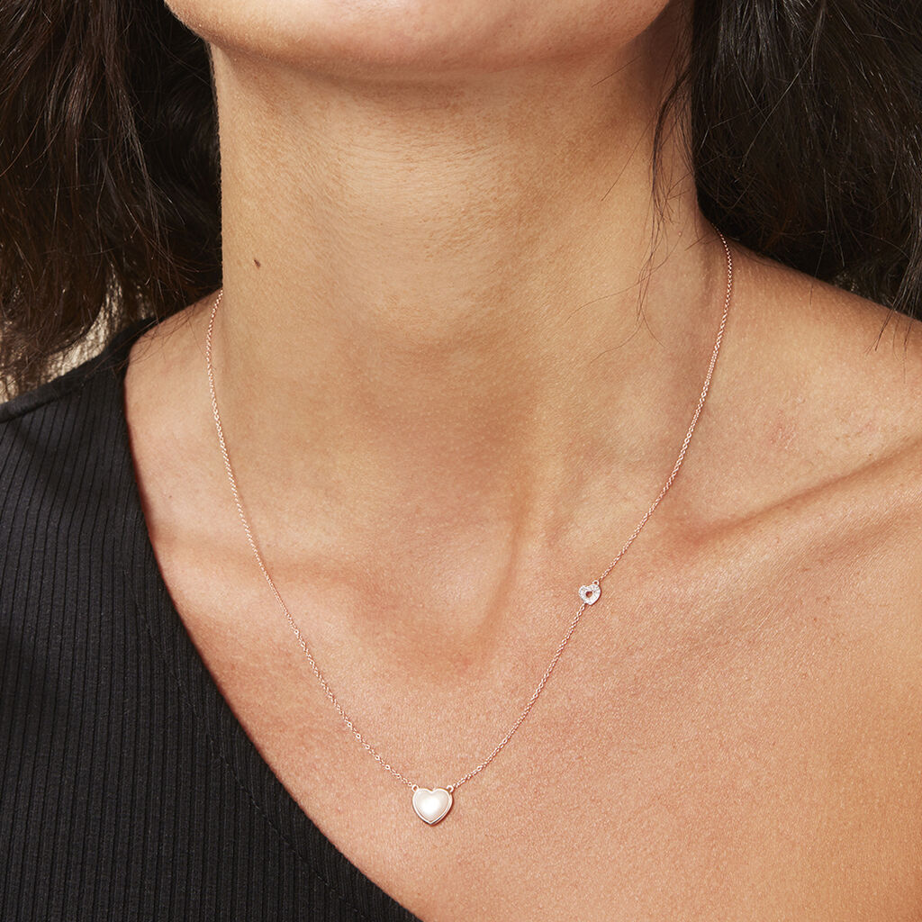 Damen Collier Rosegold 375 Perlmutt Perlmutt Herz Pia - Halsketten Damen | OROVIVO
