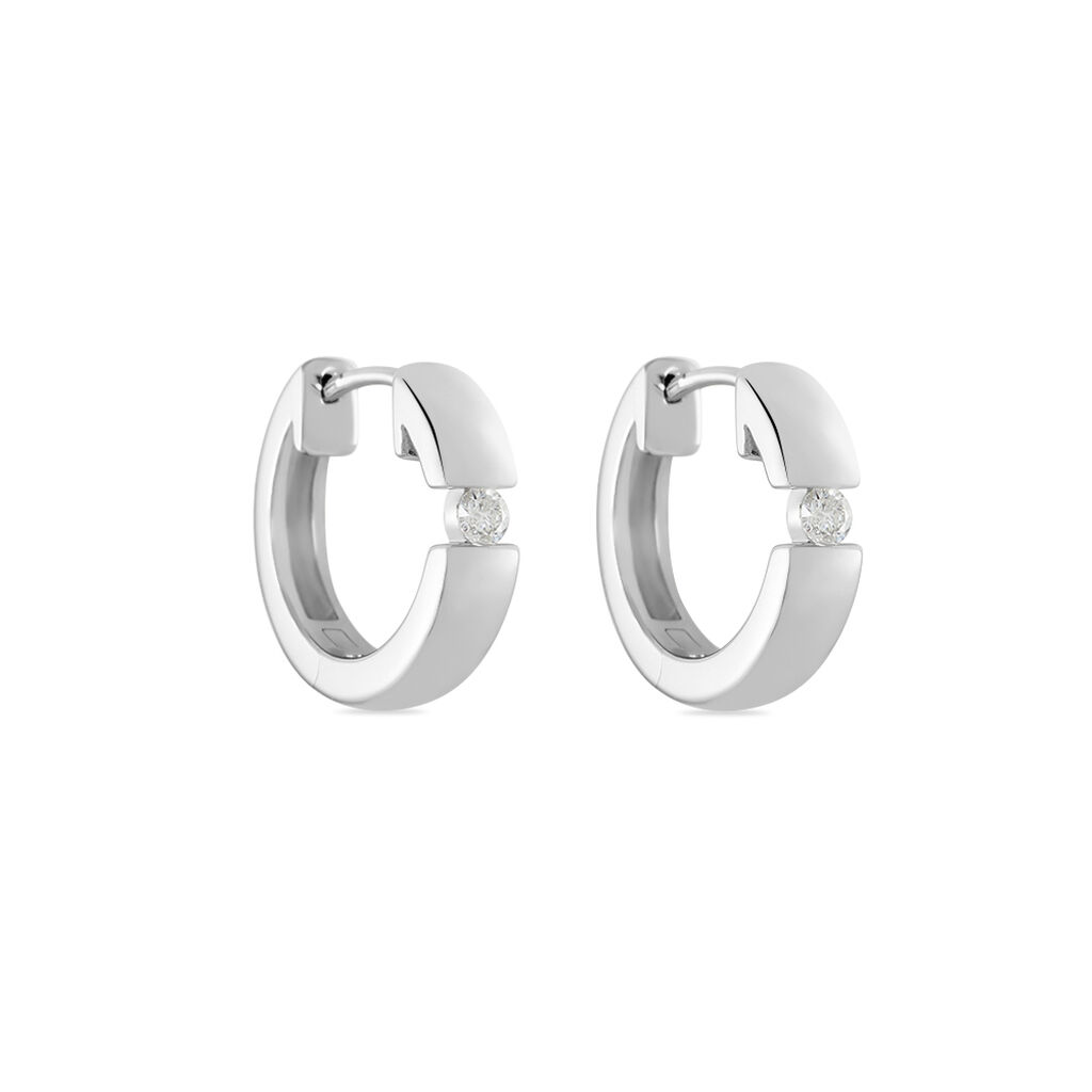 Damen Creolen Weißgold 375 Diamant 0,07ct Kreis Valencia 12,00mm  - Creolen Damen | OROVIVO
